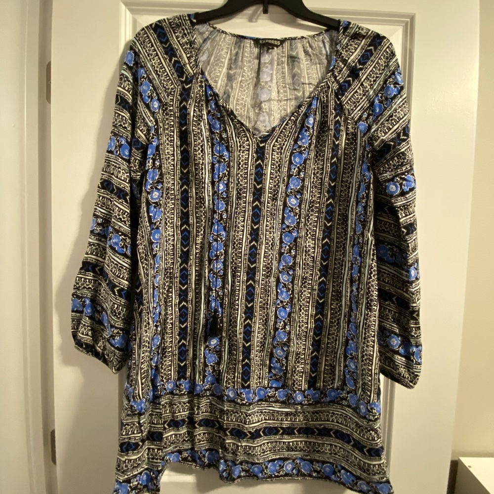 Long sleeve swing dress with tassels